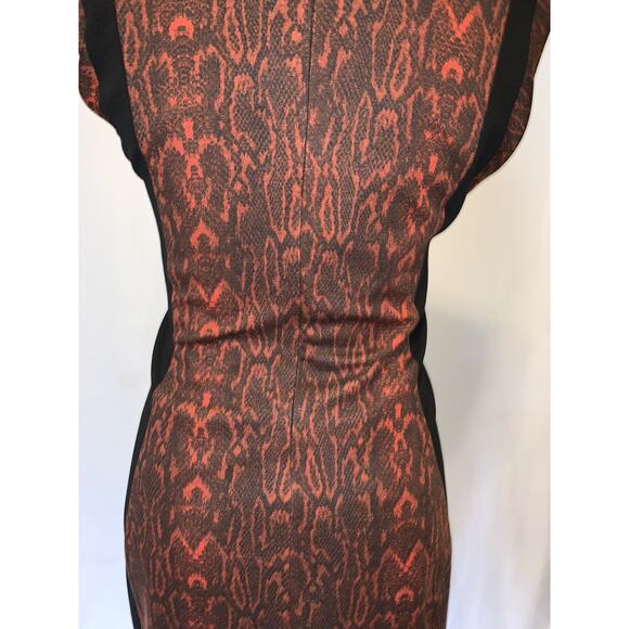 MNG Red Snake Print Color Block Pencil Dress Size S - Picture 9 of 12